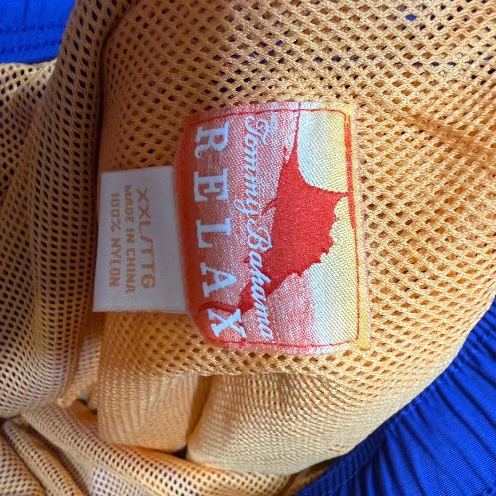 Tommy Bahama Cobalt Blue Swim Trunks with Orange Mesh And Drawstring, Sz XXL